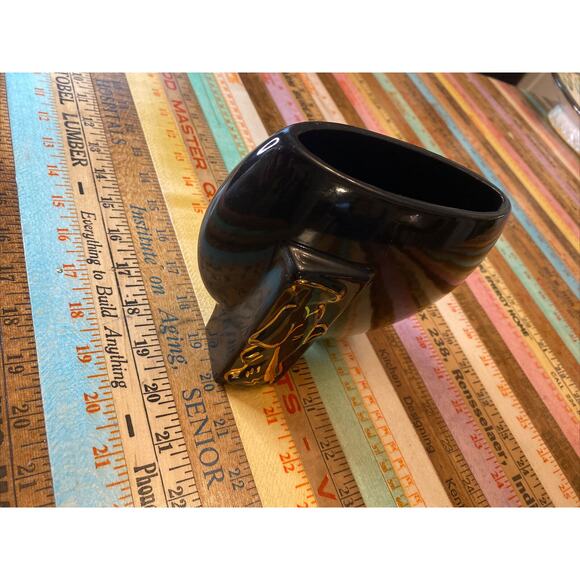 Vintage FAPCO 1930 Joan Lea Creations Shanghai Black 22K Gold Disk Asian Vase - Picture 6 of 16